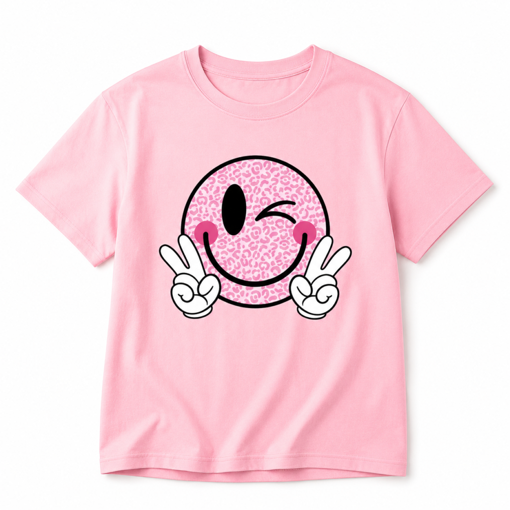 Playera rosa con diseño smile